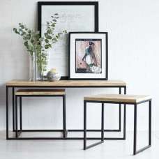 Romarin John Long Coffee Table Set In Reclaimed Wood - UK