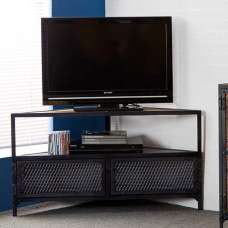 Romarin Corner TV Stand In Reclaimed Wood And Metal Frame - UK