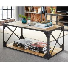 Romarin Coffee Table In Reclaimed Wood And Metal Frame - UK