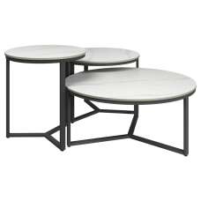 Rome Ceramic Nesting Coffee Tables In White - UK