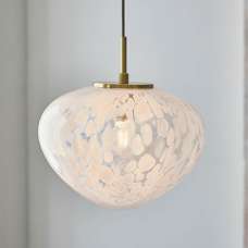 Rome Confetti Glass Single Ceiling Pendant Light In Satin Brass - UK