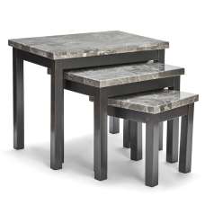Rome High Gloss Nest Of 3 Tables In Grey Marble Effect - UK