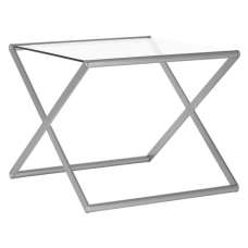 Romelo Clear Glass Side Table With Satin Nickel Frame - UK