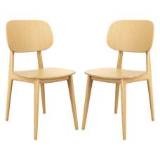Romney Natural Oak Wooden Dining Chairs In Pair - UK