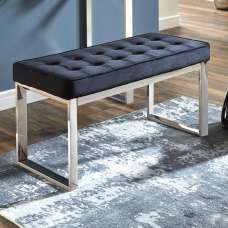 Reno Black Textile Fabric Hallway Bench With Stainless Steel Legs - UK