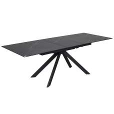 Rosario Ceramic Marble Extending Dining Table In Matt Black - UK