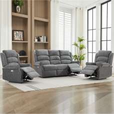 Rosenberg Fabric Electric Recliner 3+1+1 Seater Sofa Set - Anthracite - UK
