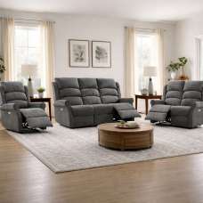 Rosenberg Fabric Electric Recliner 3+2+1 Sofa Suite in Anthracite - UK