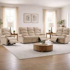 Rosenberg Fabric Electric Recliner 3+2+1 Sofa Suite - Rabbit - UK