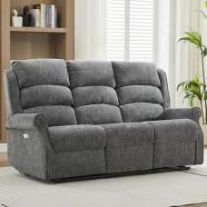 Rosenberg Fabric Electric Recliner 3 Seater Sofa - Anthracite - UK