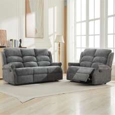 Rosenberg Fabric Recliner 3+2 Seater Sofa Set - Anthracite - UK