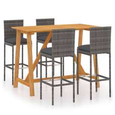 Roslyn Rectangular Wooden Bar Table With 4 Audriana Grey Chairs - UK