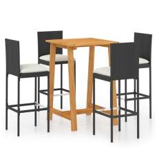 Roslyn Square Wooden Bar Table With 4 Audriana Black Chairs - UK