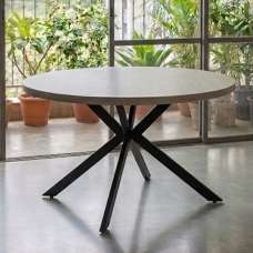 Rossi Round Wooden Dining Table with Black Legs in Grey - UK