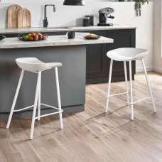 Rothbury White Plastic Bar Stools in Pair - UK
