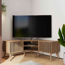 Rowen Wooden Corner TV Stand with 2 Doors in Oak - UK