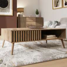 Rowen Wooden Coffee Table With 1 Drawer In Oak - UK