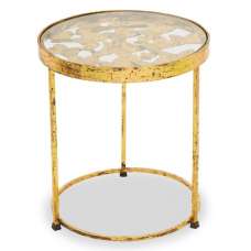 Mekbuda Round Clear Glass Top Side Table With Gold Frame - UK