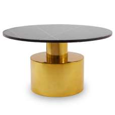 Mekbuda Round Black Marble Top Coffee Table With Gold Base - UK