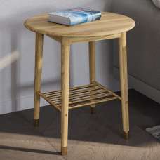 Rumbek Wooden Round Side Table In Natural - UK