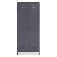Rumi Metal Wardrobe With 2 Doors In Grey - UK