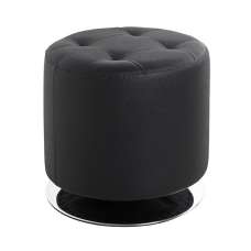 Runnells Leather Stool With Chrome Base In Black - UK