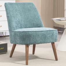Rupert Fabric Bedroom Chair With Wooden Legs In Teal - UK