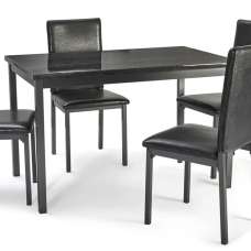 Ruston Small High Gloss Dining Table In Charcoal Black Marble Effect - UK