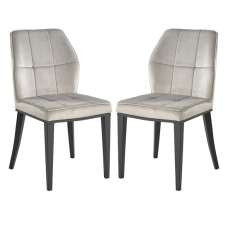 Romano Grey Velvet Dining Chairs With Matt Black Legs In Pair - UK