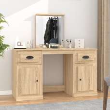 Ryker Wooden Dressing Table With Mirror In Sonoma Oak - UK