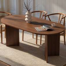 Sablio Oval Wooden Dining Table in Milano Walnut - UK