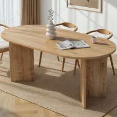 Sablio Oval Wooden Dining Table in Sapphire Oak - UK