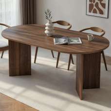 Sablio Oval Wooden Dining Table in Venezia Walnut - UK
