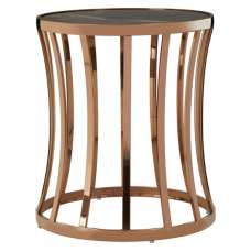 Saclateni Black Marble Top Side Table With Rose Gold Base - UK