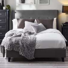Safara Velvet Small Double bed In Grey - UK