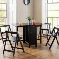 Saidi Wooden Folding Dining Table With 4 Chairs In Black - UK