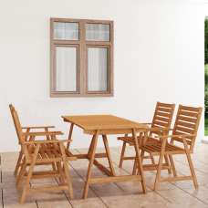 Salado Medium Acacia Wood 5 Piece Garden Dining Set In Natural - UK