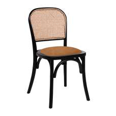 Salado Natural Rattan Bistro Chair With Gold Velvet Seat - UK