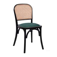 Salado Natural Rattan Bistro Chair With Green Velvet Seat - UK