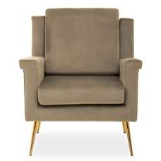 Salami Velvet Upholstered Armchair In Mink - UK