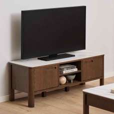 Salida Ceramic Top TV Stand With 2 Doors in Smoked Oak - UK