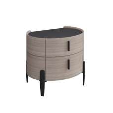 Salinas Wooden Bedside Cabinet With 2 Drawers In Beige - UK