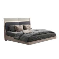 Salinas Wooden King Size Bed In Beige With LED - UK