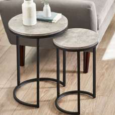Salome Wooden Nest Of 2 Tables In Concrete Effect - UK