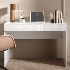 Salta High Gloss Laptop Desk With 1 Drawer In White - UK