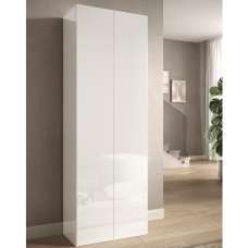 Salta Tall High Gloss Shoe Storage Cabinet With 2 Doors In White - UK