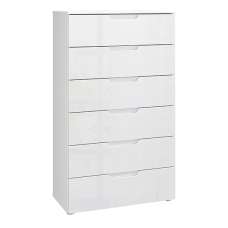 Salter High Gloss Chest Of 6 Drawers In White - UK