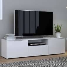 Salter High Gloss TV Stand 2 Doors 1 Drawer In White - UK