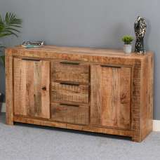 Salter Solid Mangowood Sideboard 2 Doors 3 Drawers In Rough Swan - UK