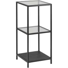 Salvo Clear Glass Bookcase With 2 Shelves And Matt Black Frame - UK